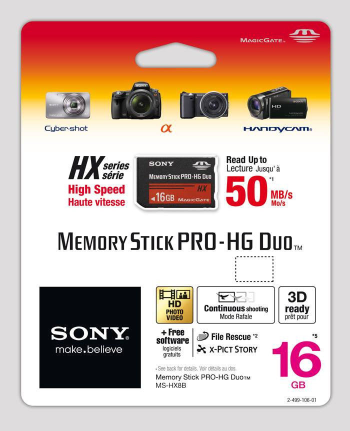 Sony 16GB MS Memoria Stick Pro Duo Pro-HG HX Series 50MB/s