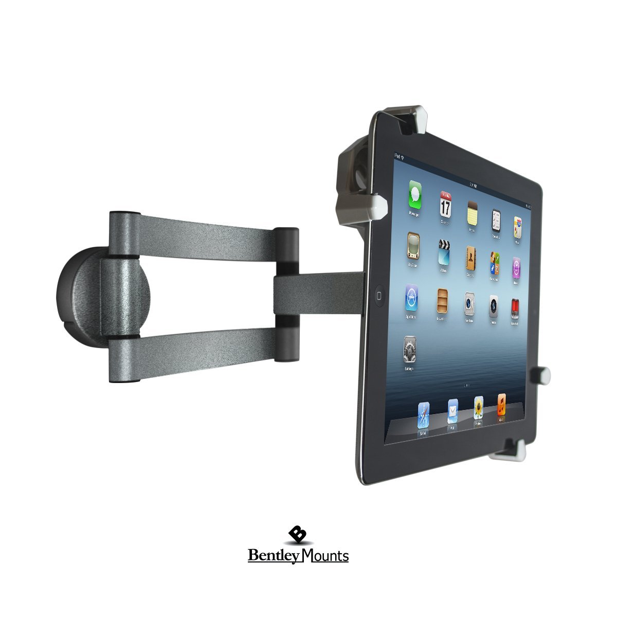 Bentley Mounts Universal Tablet Wall Mount for Hands Free Viewing in Your Home, Office, Store, or Bedroom Wall with a Single Swivel Arm for Maximum Flexibility -Rotation: 360° - Swivel: 180° - Tilt: ±45°
