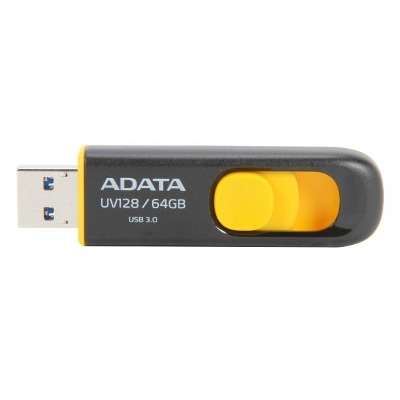 MEMORIA FLASH ADATA UV128 64GB USB 3.0 NEGRO/AMARILLO (AUV128-64G-RBY)