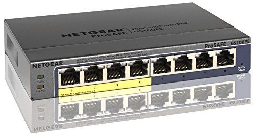NETGEAR ProSAFE GS108PE 8-Port Gigabit PoE Web Managed Plus Switch with 4 PoE