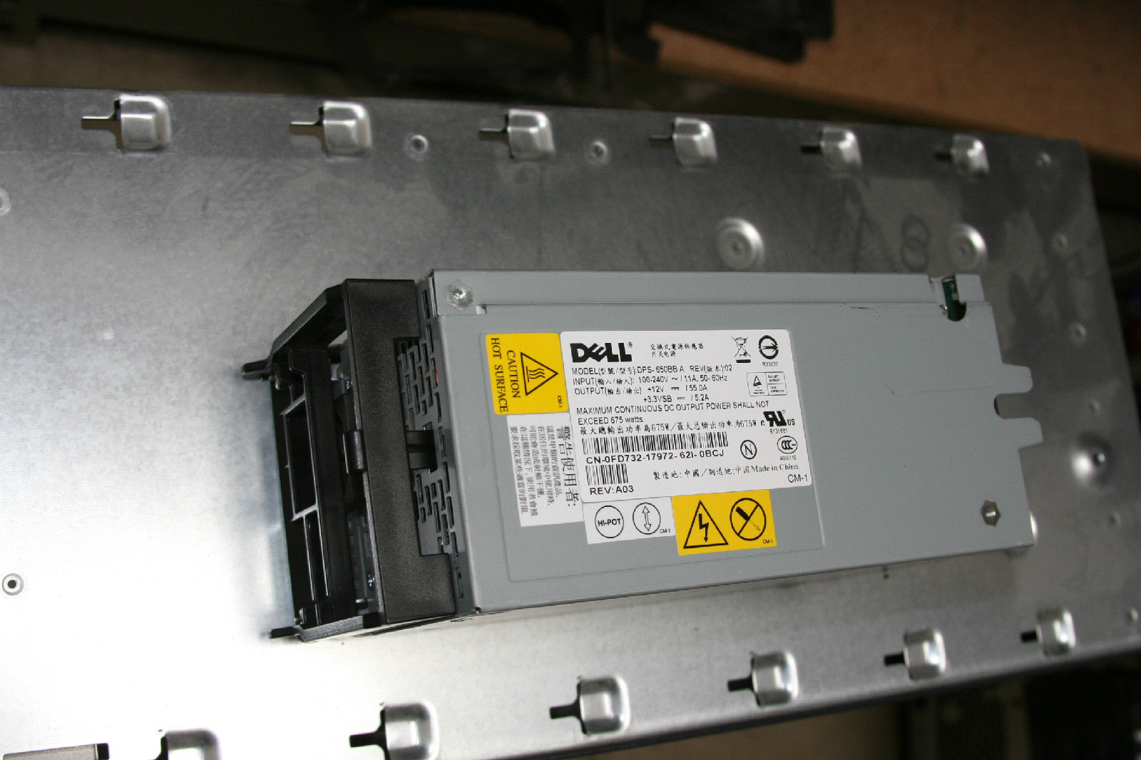 Dell poweredge 1800 "REFURBISHED" power supply FD732 0FD732 GJ319 P2591 KD045.DELL PART  FD732 650BB 675W(P2591 KD045 GJ319)