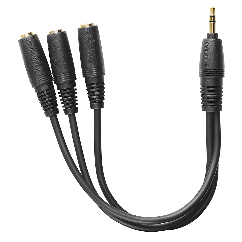 RadioShack 9" Headphone Splitter 3Way Cable 1/8 Male - Triple 1/8 Female 42-2458