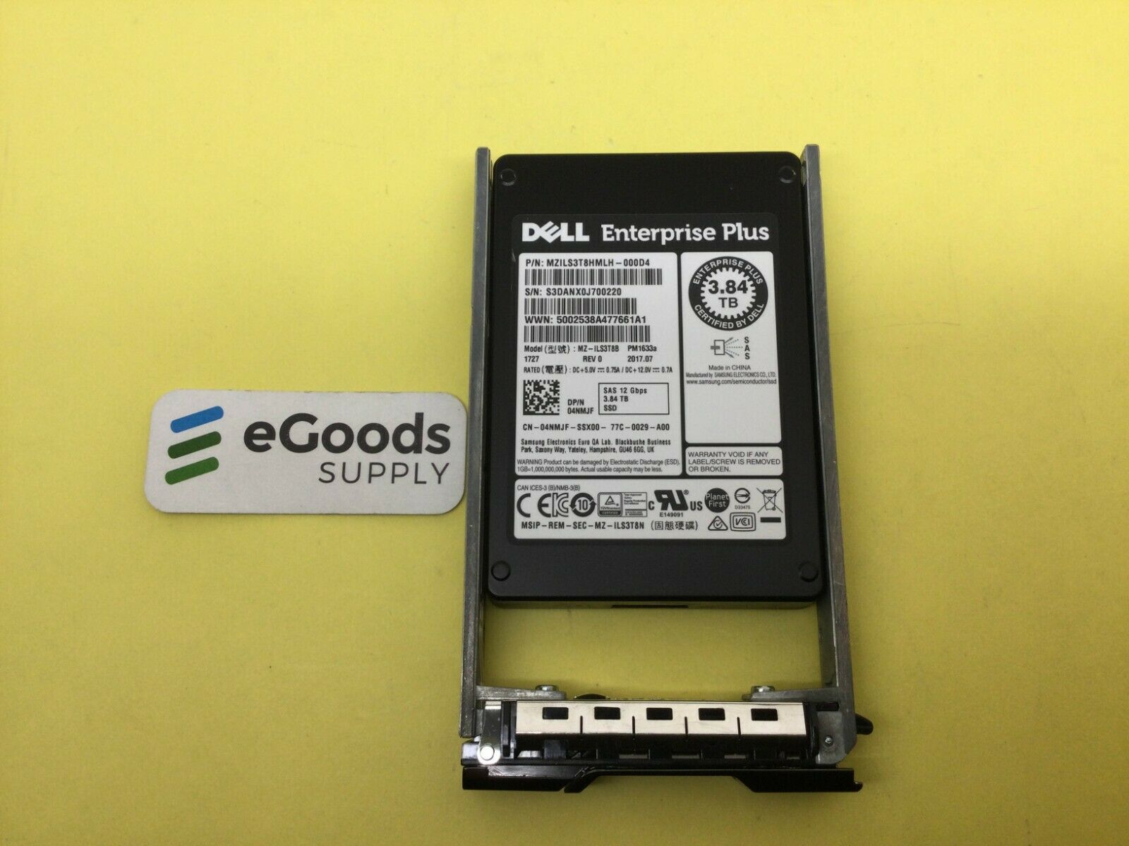 4NMJF Dell Compellent PM1633a 3.84TB SAS 12Gbps 2.5  SSD 04NMJF MZ-ILS3T8B CON 7D4F6 traY REFURBISHED