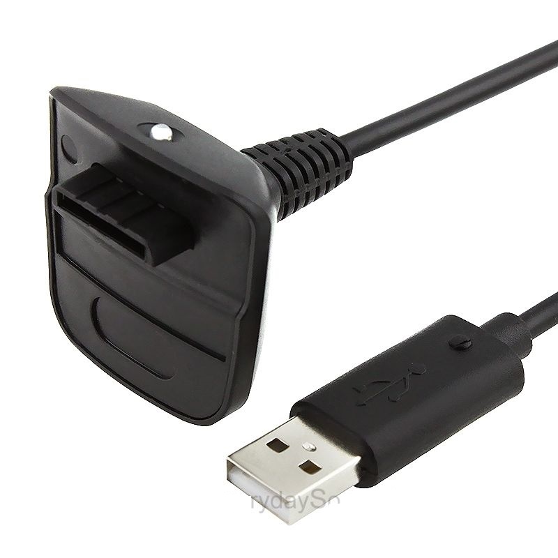 Xbox 360 Black Wireless Controller USB Charging Cable Replacement Charger