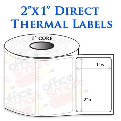 2x1 Direct Thermal Barcode Labels for Zebra GC420d GC420t GK420d GK420t GX420d GX420t Barcode Printer - 1 Roll