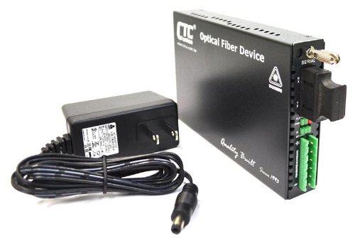 RS-232, RS-485, RS-422 data port to fiber optic media converter, single mode 1310nm, SC, 15Km.