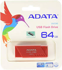 MEMORIA USB ADATA UV330, 64GB, USB 3.0, ROJO
