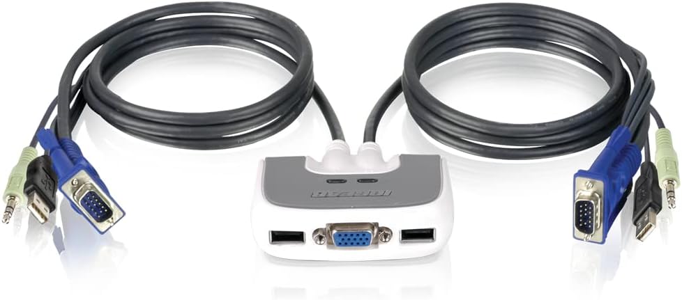 IOGEAR 2-Port Miniview Micro VGA USB PLUS KVM Switch with Audio and Cables, GCS632U