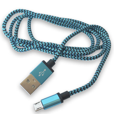 CABLE USB VERSIÓN 2.0 A MICRO "B" DE 1.0MTS NYLON, COLOR AZUL