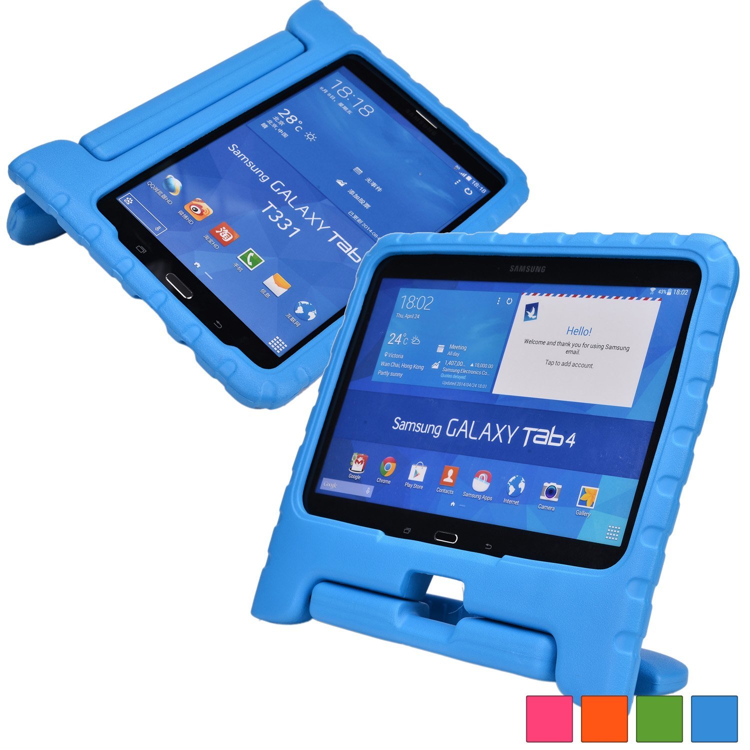 Cooper Cases(TM) Dynamo Samsung Galaxy Tab E 9.6 Kids Case in Blue (Lightweight, Shock-Absorbing, Child-Safe EVA Foam, Built-in Handle and Viewing Stand)