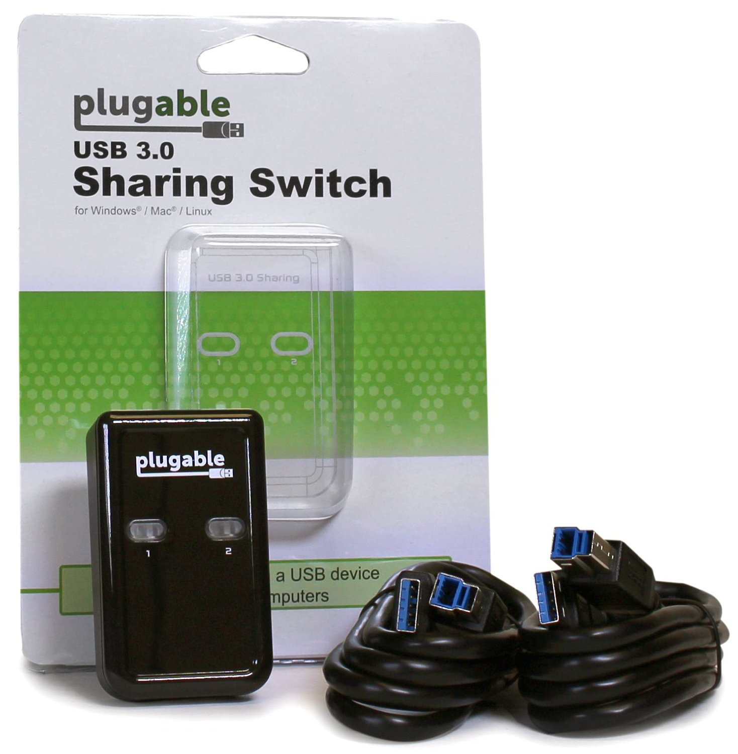 Plugable USB 3.0 Sharing Switch for One-Button Swapping of USB Device/Hub Between Two Computers (A/B Switch)
