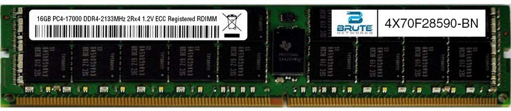 Brute Networks 4X70F28590-BN - 16GB PC4-17000 DDR4-2133Mhz 2Rx4 1.2v ECC Registered RDIMM (Equivalent to OEM PN # 4X70F28590)