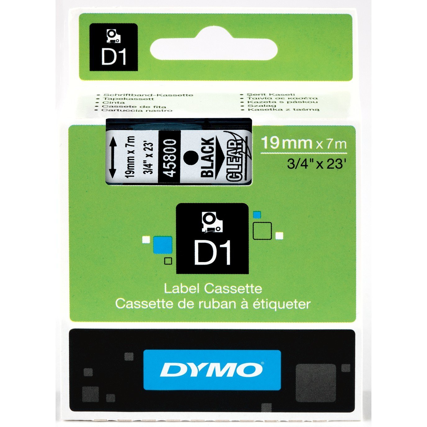 Dymo D-1 0.75 Inches x 23 Feet, Black On Clear, 1/Card (45800)
