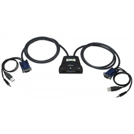 MUX KVM MINI USB 2:1 MANHATTAN CON CABLES + AUDIO 151245
