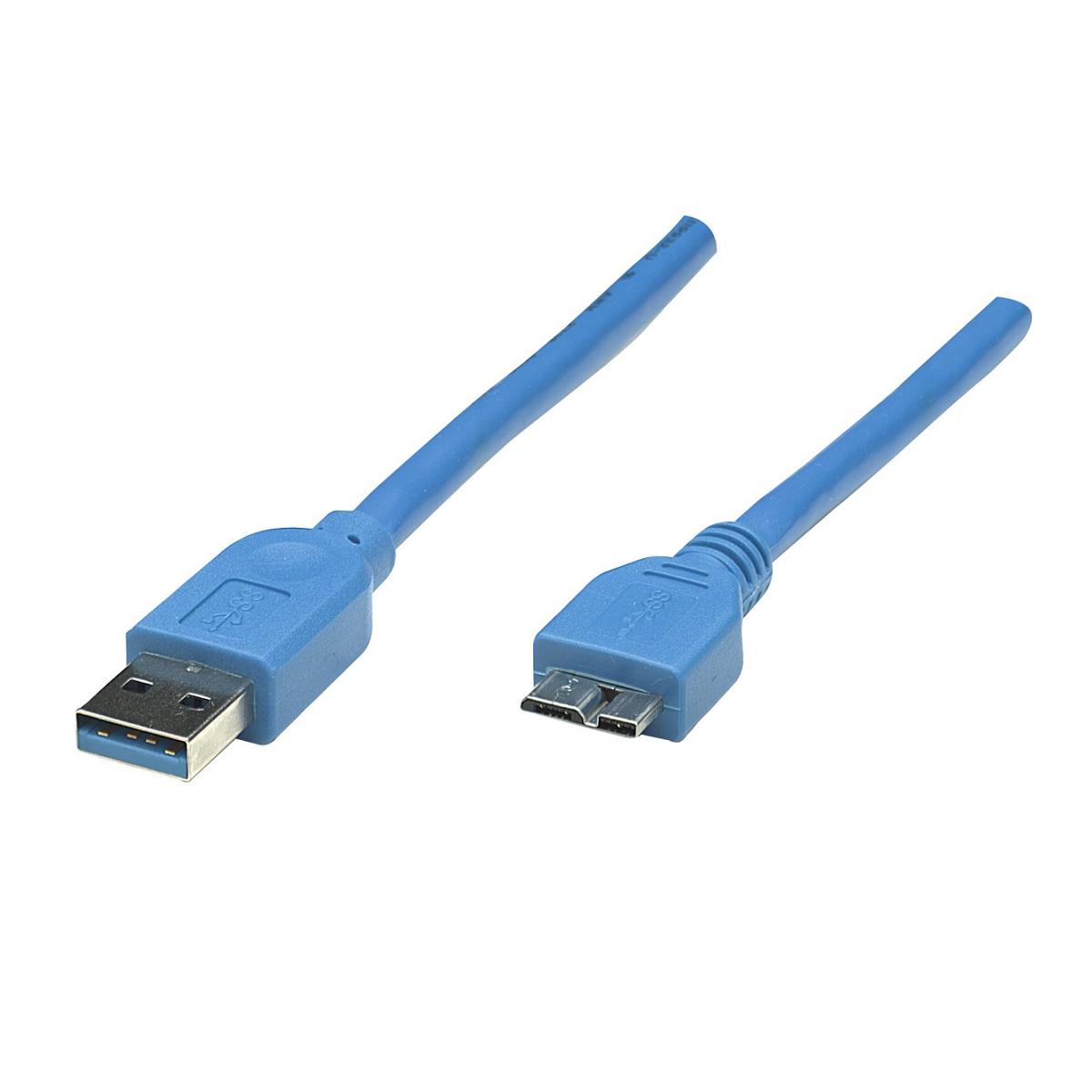 CABLE MANHATTAN USB 3.0 A MACHO - MICRO B MACHO 2.0M AZUL 325424