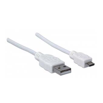 CABLE USB MANHATTAN V2.0 A-MICRO B 1.0M BLANCO 323987