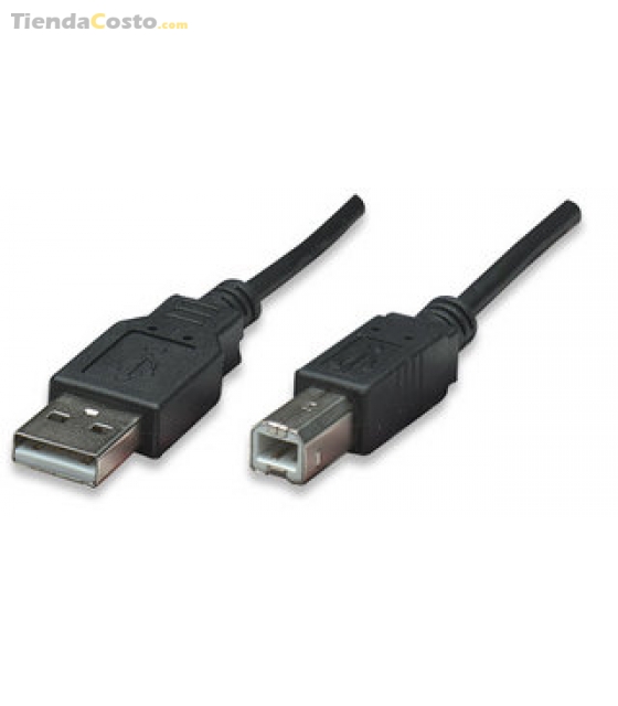CABLE USB V2.0 MANHATTAN A-B  5.0M, NEGRO 337779