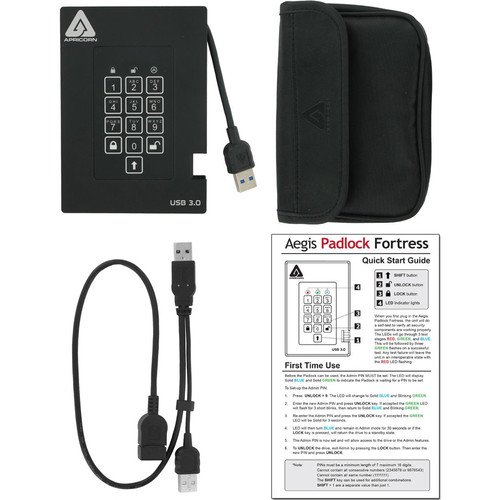 Apricorn 1TB Aegis Fortress FIPS 140-2 Level 2 Secure USB 3.0 Portable Drive