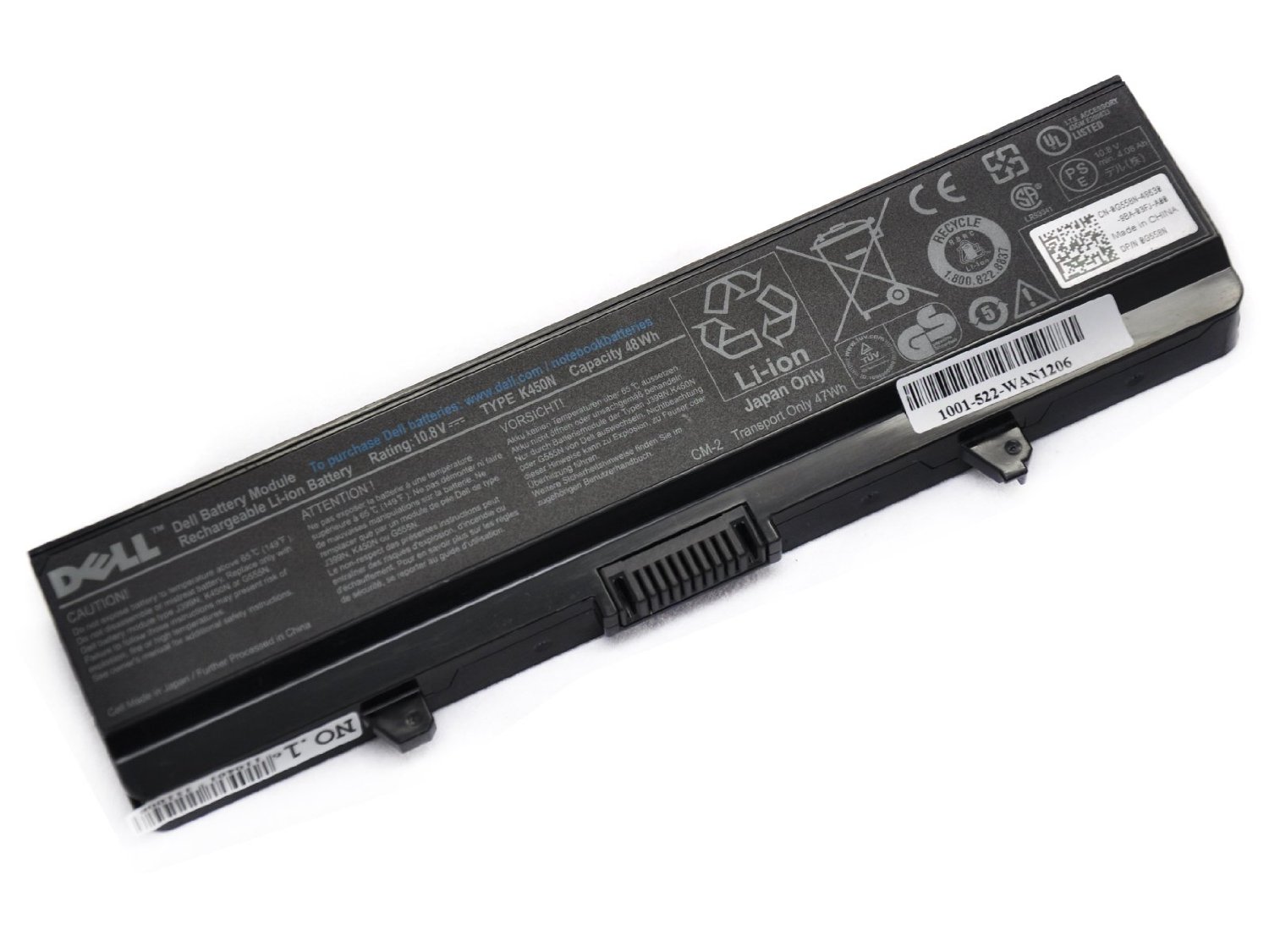 original genuine 6 cell K450N G555N battery for Dell Inspiron 1440, Inspiron 1750 Laptop