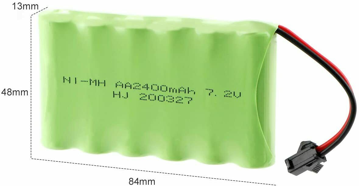 7.2V AA Rechargeable Battery Pack 2400 mAH Ni-MH for Toy Car Boat Trucks Tank