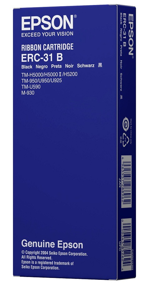 CINTA EPSON NEGRA PARA MINIPRINTERS ERC-31B, M930/TM930II/TMU950/TM-U925/TM-H5000/TM-590