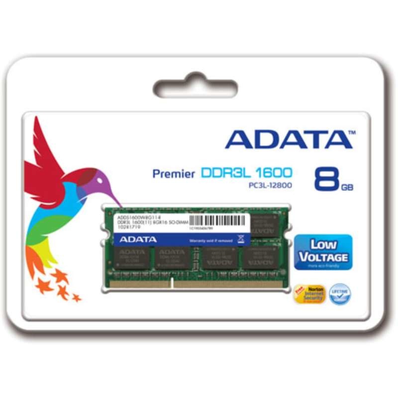 MEMORIA RAM ADATA DDR3L PREMIER, 1600MHZ, 8GB, CL11,SO-DIMM, 1.35V