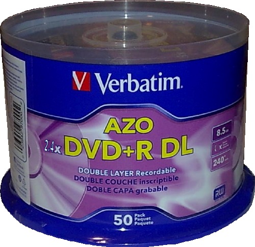Verbatim DVD+R DL 8.5GB Dual Layer Discs 50-Pack (96577)