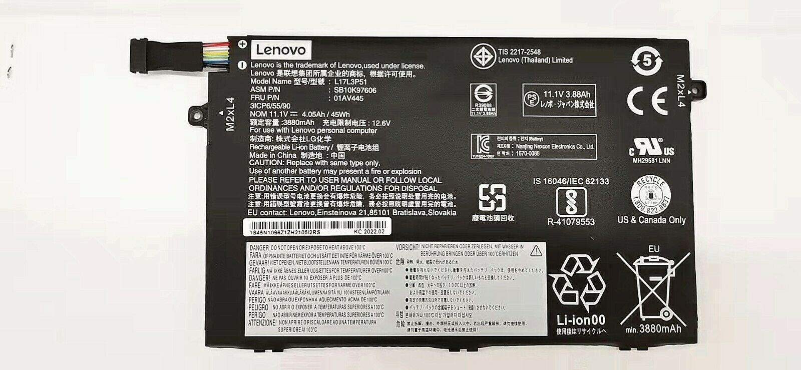 Batería L17L3P51 01AV445 Lenovo ThinkPad E480 E485 E580 E490 E590