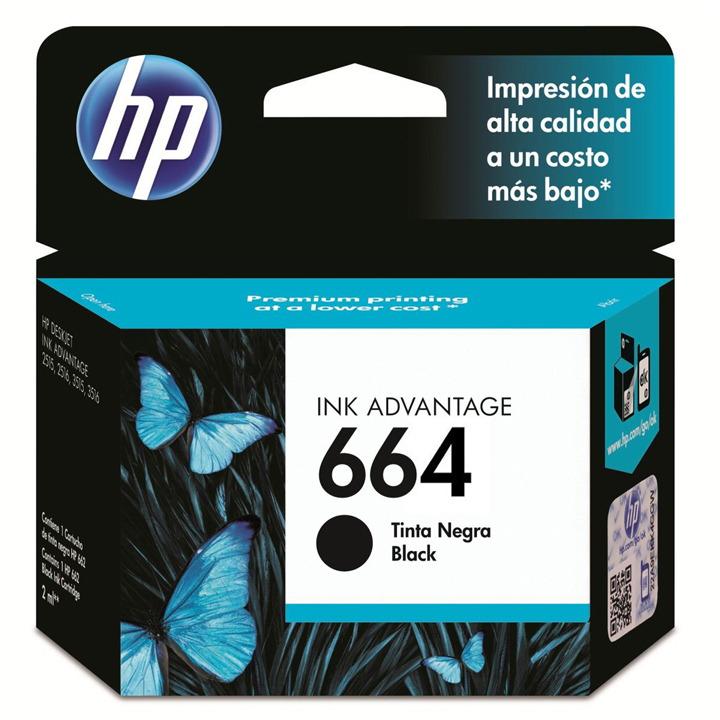 HP CA F6V29AL CONSUMIBLE TINTA HP 664 NEGRO INK ADVANTAGE 1115, 3835, 2135, 3635