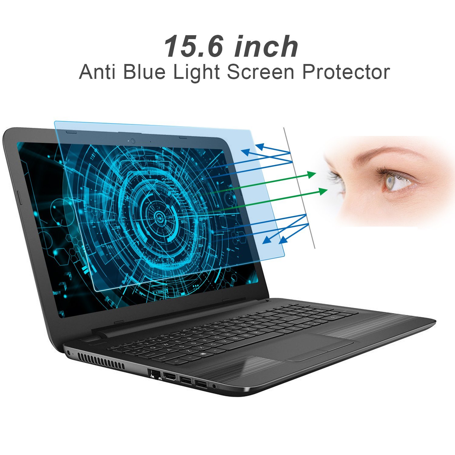 15/6 PULGADA EYE PROTECTION ANTI BLUE LIGHT SCREEN PROTECTOR FOR HP/DELL/ASUS/ACER/SONY/SAMGSUNG WITH 16/9 ASPECT RATIO LAPTOP