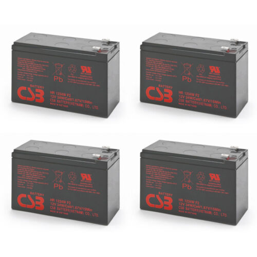 Paquete de 4 pezas, CSB HR1234W High Rate 12V 34W SLA Battery w/F2 Terminals