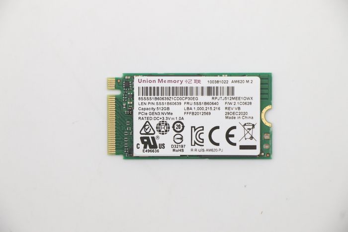 LENOVO UMIS AM620 512GB PCIe 2242 RPJTJ512MEE1OWX SSD EMI, FRU5SS1B60640 (RPJTJ512MEE1OWX SSD EMI)