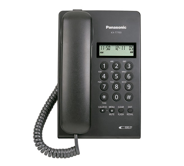 Panasonic Teléfono Analógico Unilínea para PBX con Caller ID. KX-T7703X-B. Teléfono con indentificador de llamadas (Caller ID) para PBX básico, color negro.