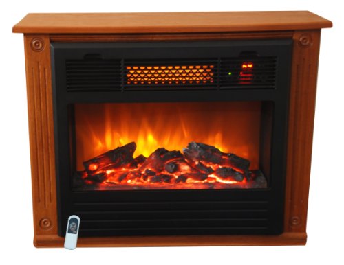 Lifesmart Largre Room Infrared Quartz Fireplace in Burnished Oak Finish w/Remote.