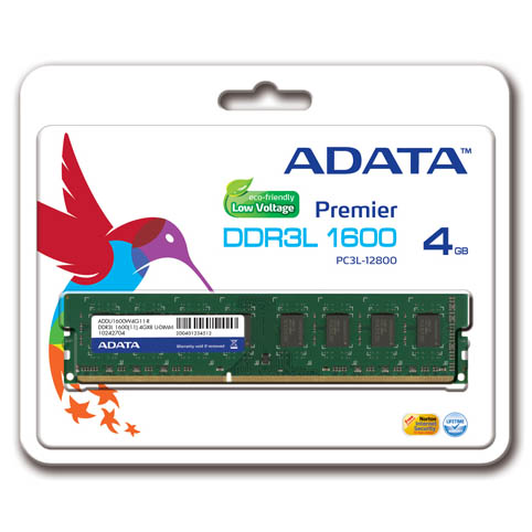 MEMORIA DDR3L ADATA 4GB 1600 MHz UDIMM 1.35V (ADDU1600W4G11-S)