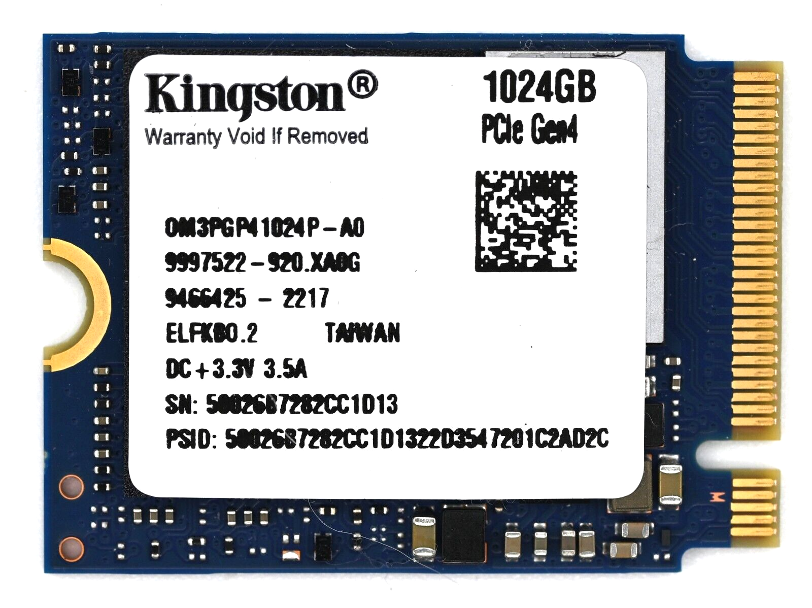 Kingston 1 TB M.2 2230 PCIe Gen4x4 NVMe SSD OM3PGP41024P cubierta de vapor aliado de superficie