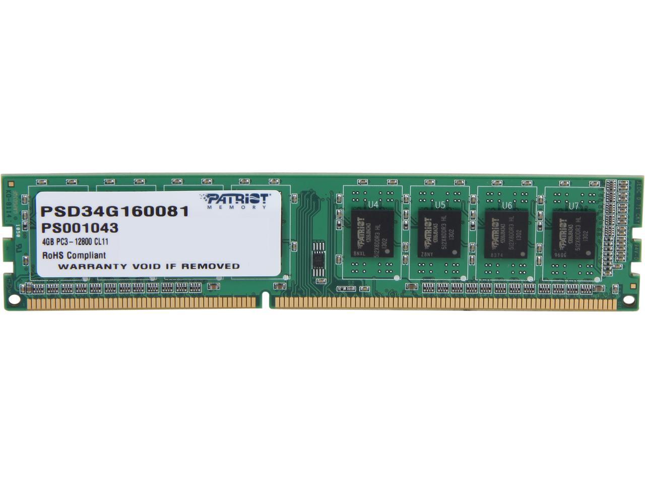 MEMORIA DIMM DDR3 PATRIOT 4GB 1600MHZ(PSD34G160081)SIGNATURE Non-ECC Unbuffered