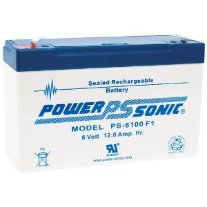 Powersonic PS-6100F1 - 6 Volt/12 Amp Hour Sealed Lead Acid Battery with 0.187 Fast-on Connector