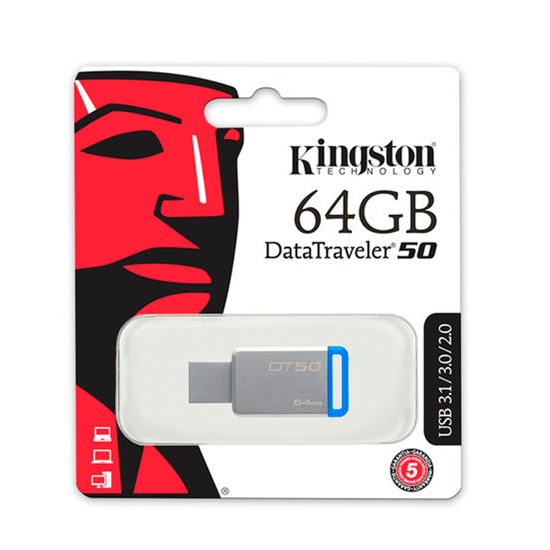 KINGSTON RM DT50/64GB, DATATRAVELER 50, USB 3.1, 64 GB AZUL