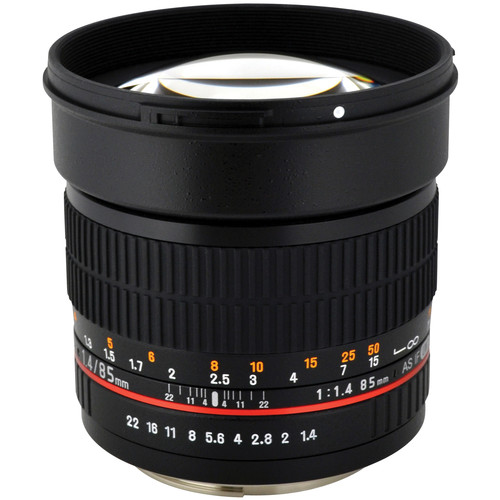 Rokinon 85mm f/1.4 Aspherical Lens for Canon.