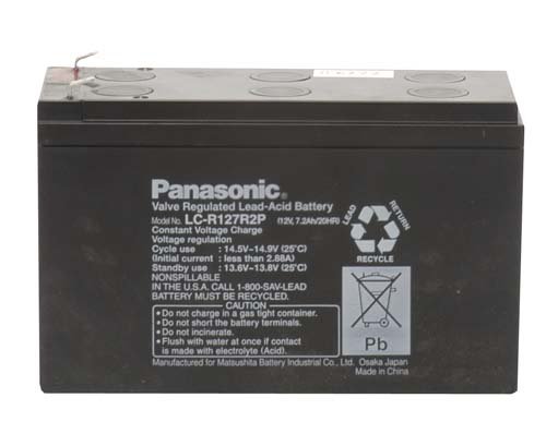 Panasonic LC-R127R2P Black Large 12V 7.2Ah VRLA Battery with F1 Terminal