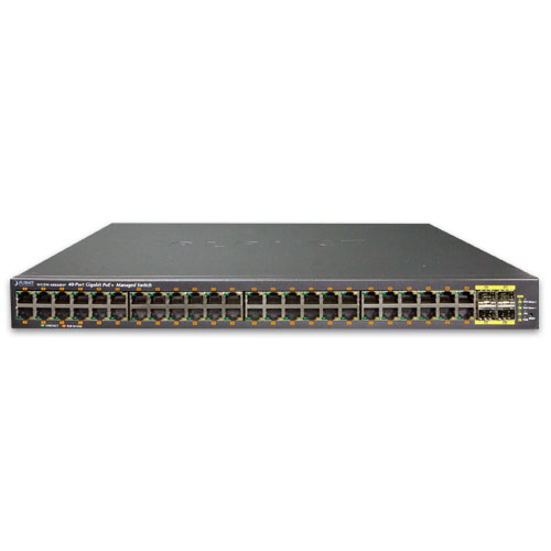 SWITCH PLANET DE L2+ 48-Port 10/100/1000T 802.3at PoE + 4-Port Shared 100/1000X SFP WGSW-48040HP.