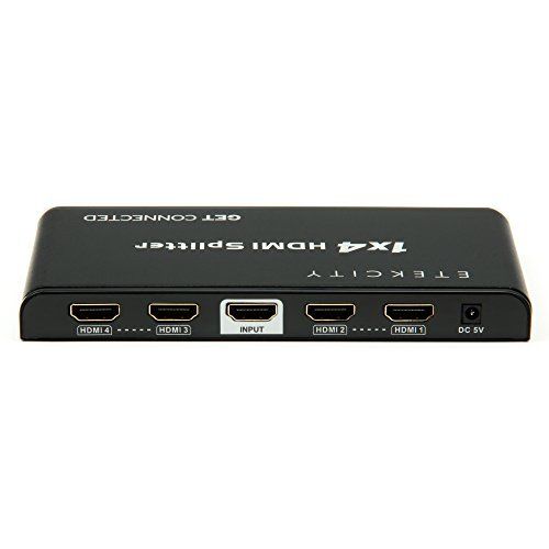 Etekcity® 1x4 ports HDMI Splitter/Switch with DC power adapter Supports HDCP Ultra 4K and 2K HD Resolution, 1080P, Black