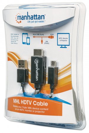 CABLE MHL MANHATTAN DE MICRO USB A HDMI CON USB-AP/ALIMENTACIÃ“N 151498