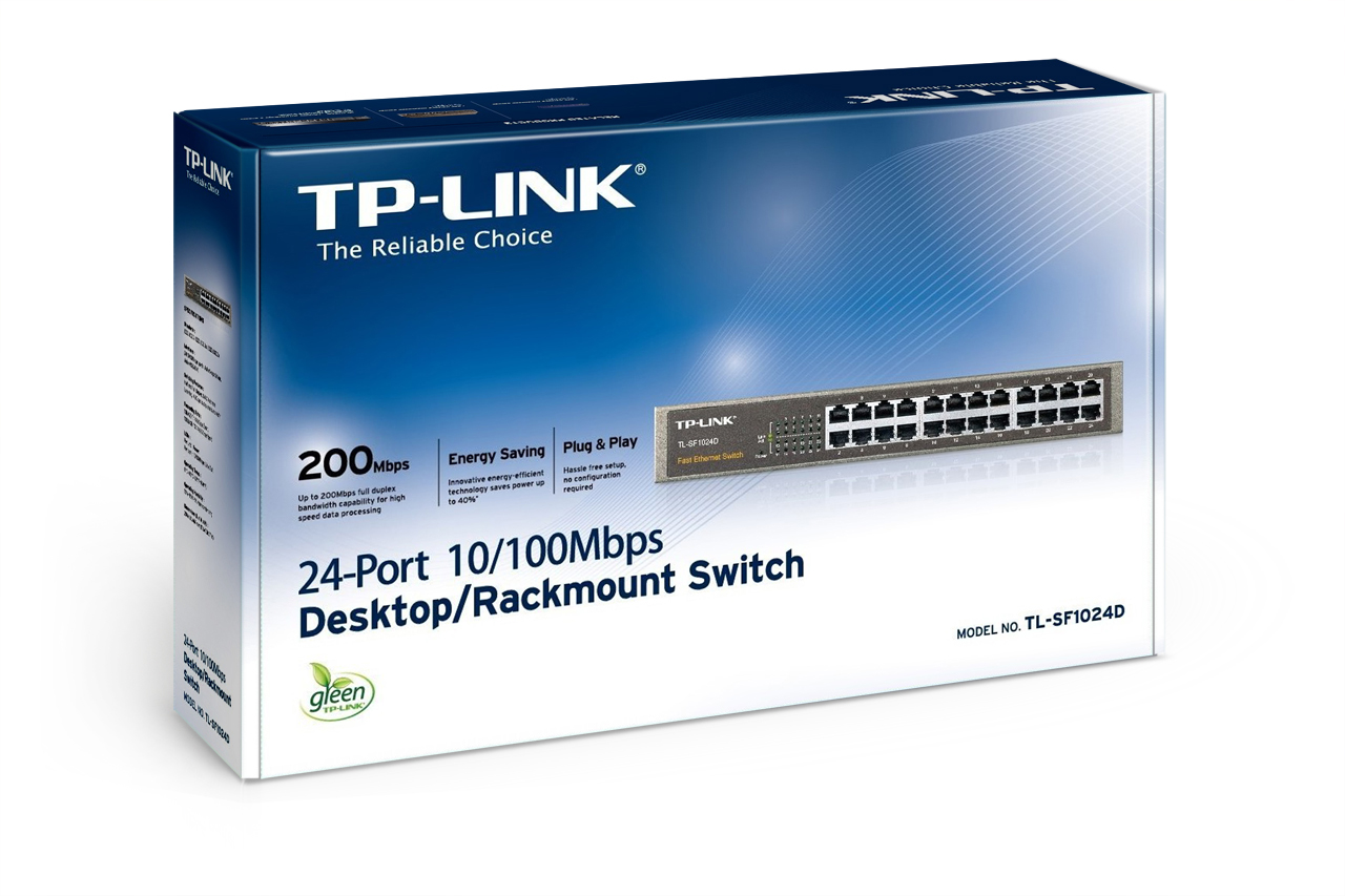 SWITCH RACK TP-LINK/24PTOS FAST/SAVE ENERGY 40%/19"/TL-SF1024