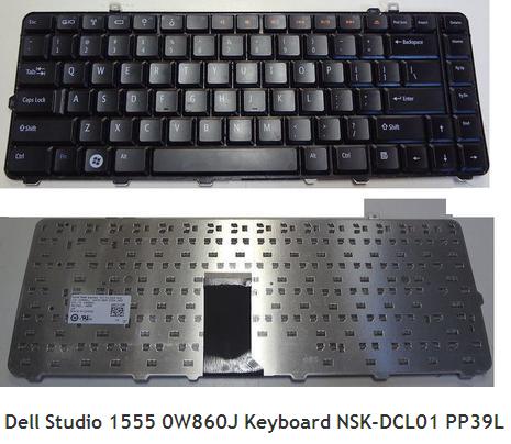Dell Studio 1555 0W860J Keyboard NSK-DCL01 PP39L