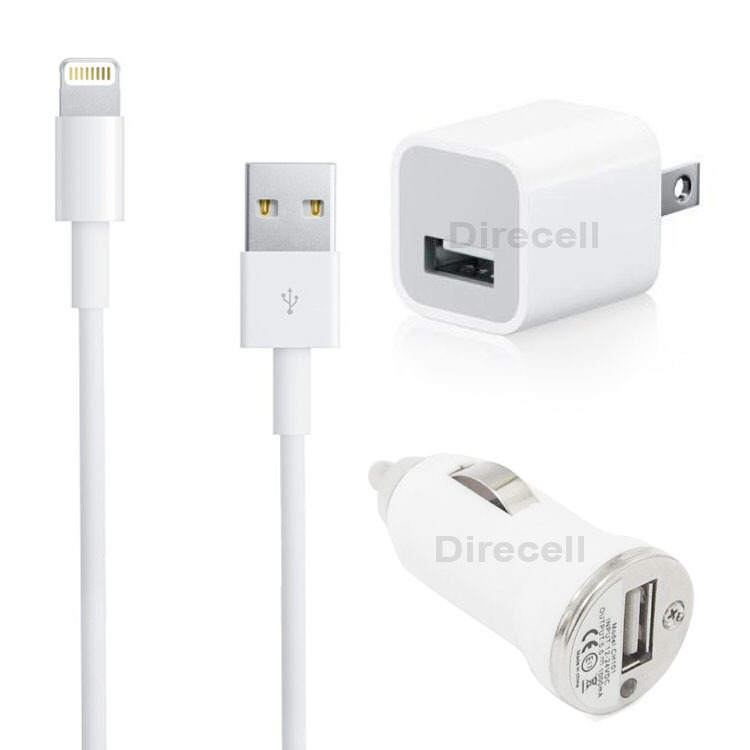 Wall+Car Charger+USB Data Cable for iPhone 5 5G iPod Touch 5 Nano 7 iPad 4 Mini