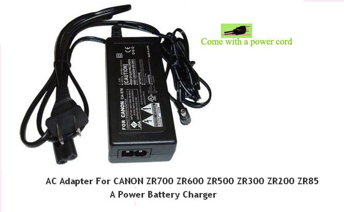 AC Adapter For CANON ZR700 ZR600 ZR500 ZR300 ZR200 ZR85 A Power Battery Charger