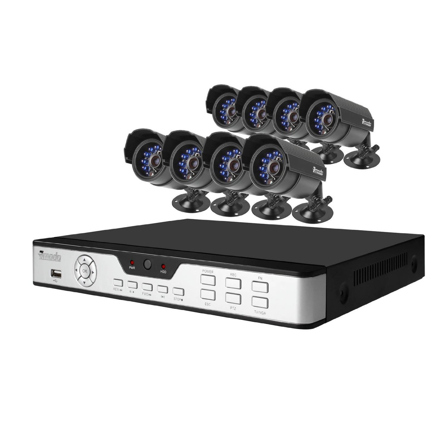 Zmodo Surveillance System with 8 Weatherproof IR Cameras PKD-DK0865-(No Hard Drive)