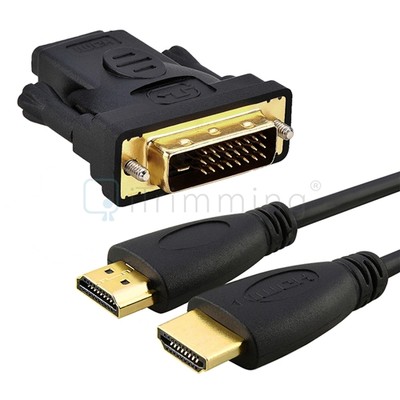 Gold Plated HDMI F to DVI M Adapter+6Ft 1.8m HDMI Cable M/M 1080p v 1.3
